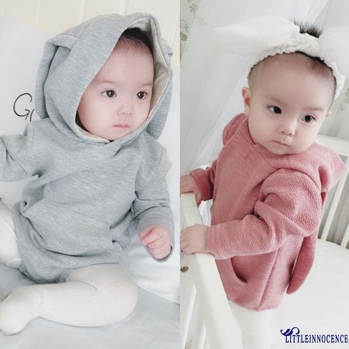 Bộ áo liền quần tay dài hình chú thỏ đáng yêu cho bé