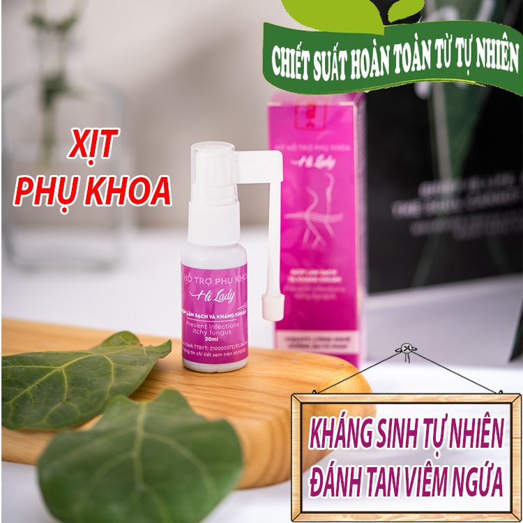 Xịt phụ khoa HI LADY - Giúp làm sạch, kháng khuẩn, ngăn ngừa viêm nhiễm, nấm ngứa - Lọ 20ml