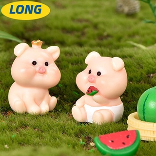 Đồ trang trí chú heo ăn dưa hấu để bàn trang trí tiểu cảnh DIY