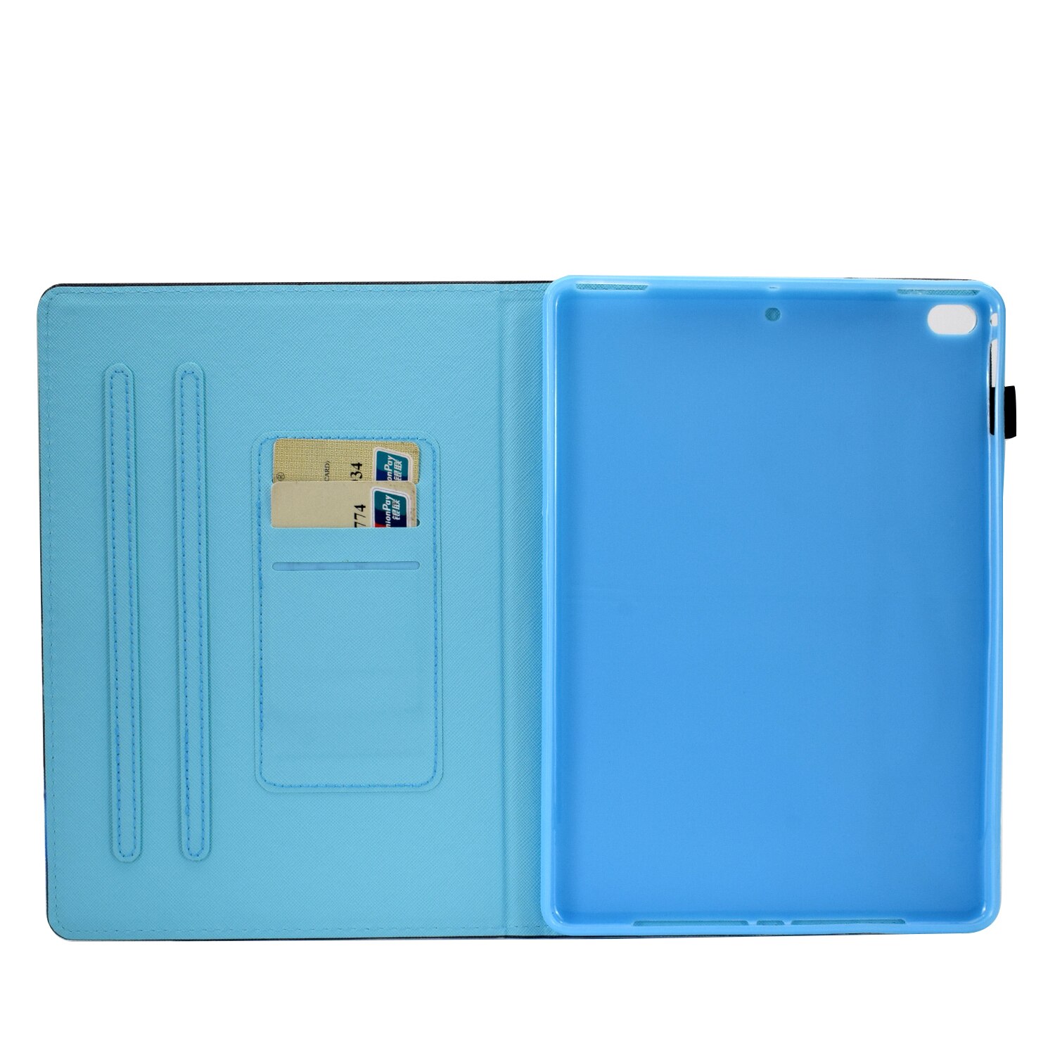 Ốp lưng nắp gập mềm chống sốc + trượt in hình mèo hoạt hình cho iPad 9.7 2018 2017 5th 6th Gen Air 1 2