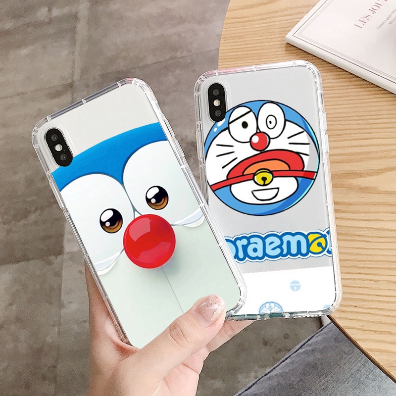 Ốp điện thoại silicone mềm trong suốt chống rơi có túi khí in hình Doraemon cho Oppo reno 10 F9 Z