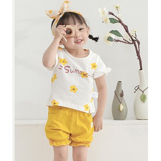Combo 2 Bộ cộc tay Cotton cho bé gái đi học, đi chơi - thoáng mát, thấm hút mồ hôi - Ảnh thật