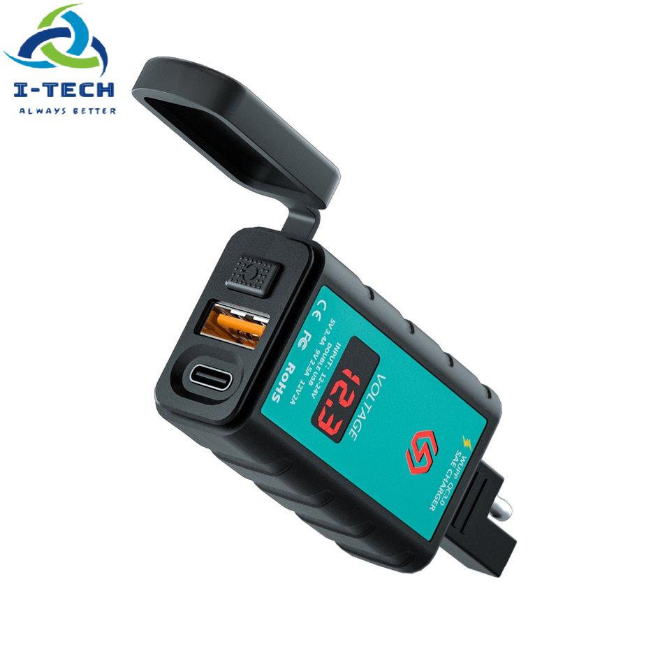 ⚡Khuyến mại⚡PD Motorcycle Charger Replacement SAE To USB Voltmeter ON/Off Switch Socket