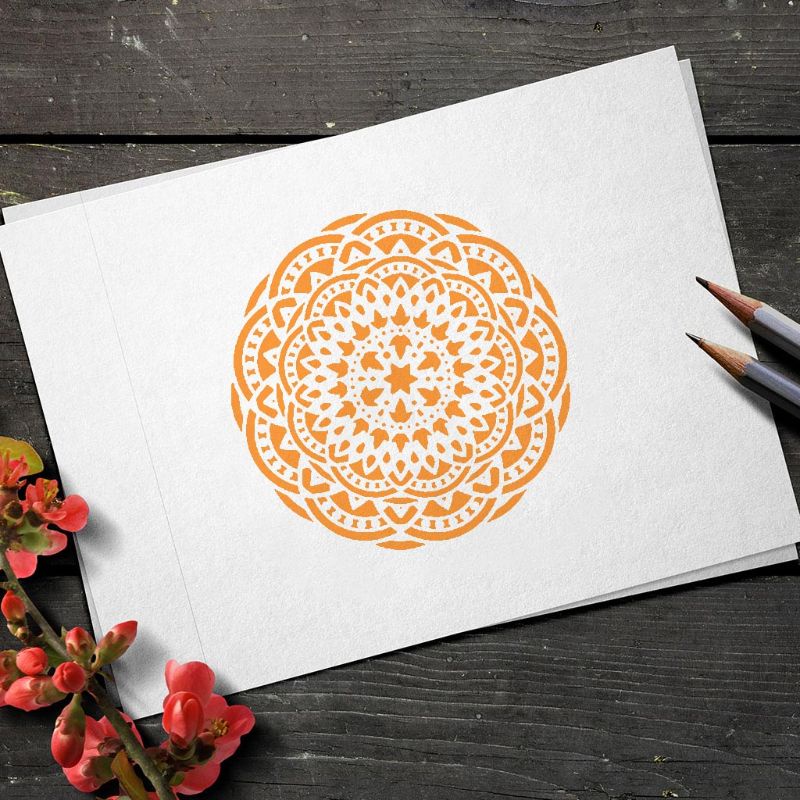 Set 9 Khuôn Vẽ Họa Tiết Mandala Trang Trí Sàn Nhà