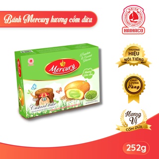 Bánh Bông Lan Kem Trứng Mercury Hương Cốm Dừa HẢI HÀ (Hộp: 252g) - Hàng chính hãng