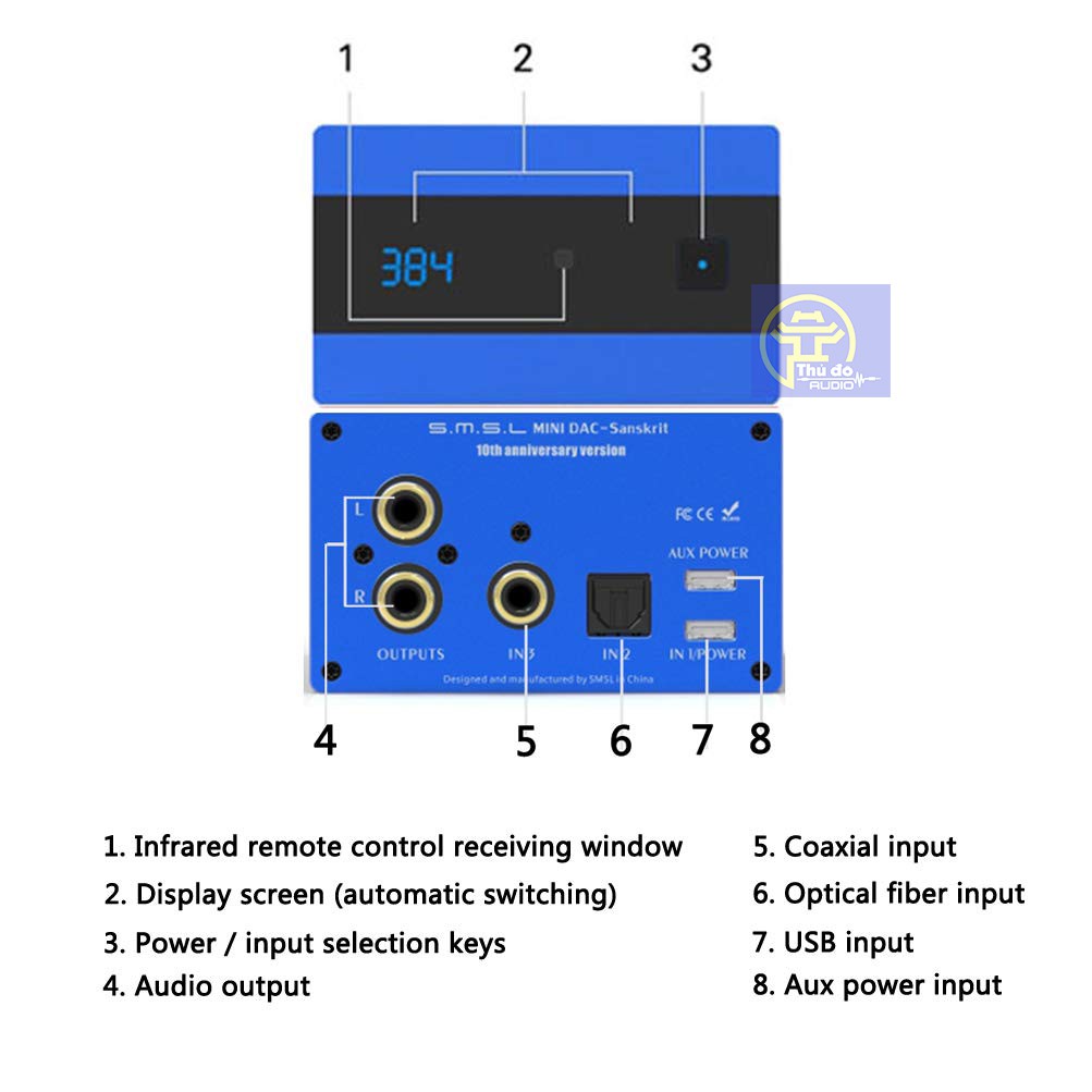 Bộ giải mã âm thanh DAC SMSL SANSKRIT 10th- V2 DAC 32bit/384kHz DSD256