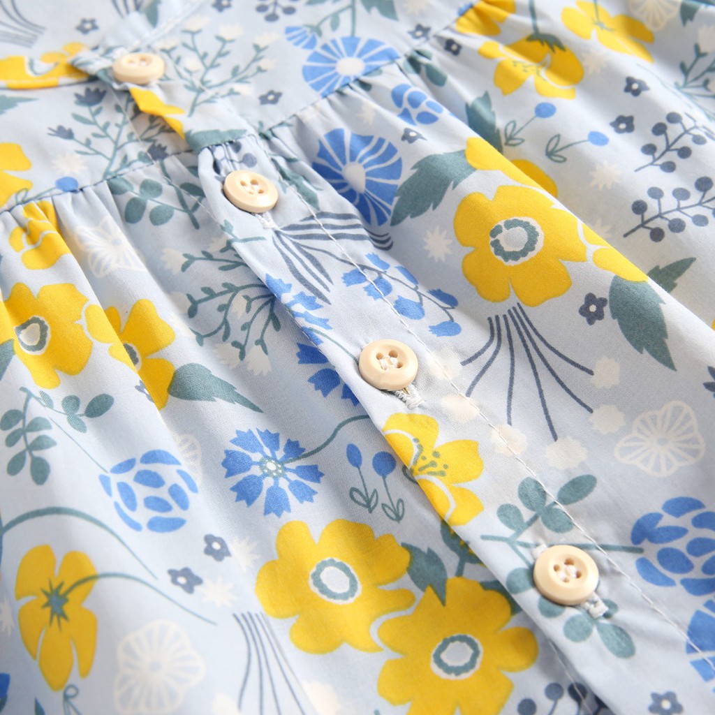 Bộ Đồ Liền Thân SANLUTOZ Cotton Tay Ngắn In Hoa Dành Cho Bé Gái