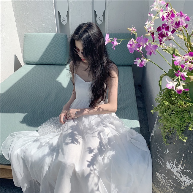 Đầm Maxi 2 Dây Bèo Voan LSEOUL V1286 Mềm Mại Ngọt Ngào Nữ Tính