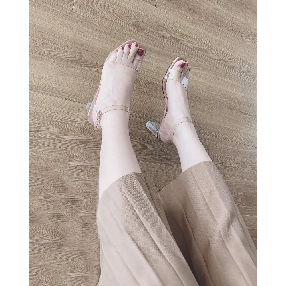 [Hàng mới] Sandal viền quai trong gót mica 5 phân