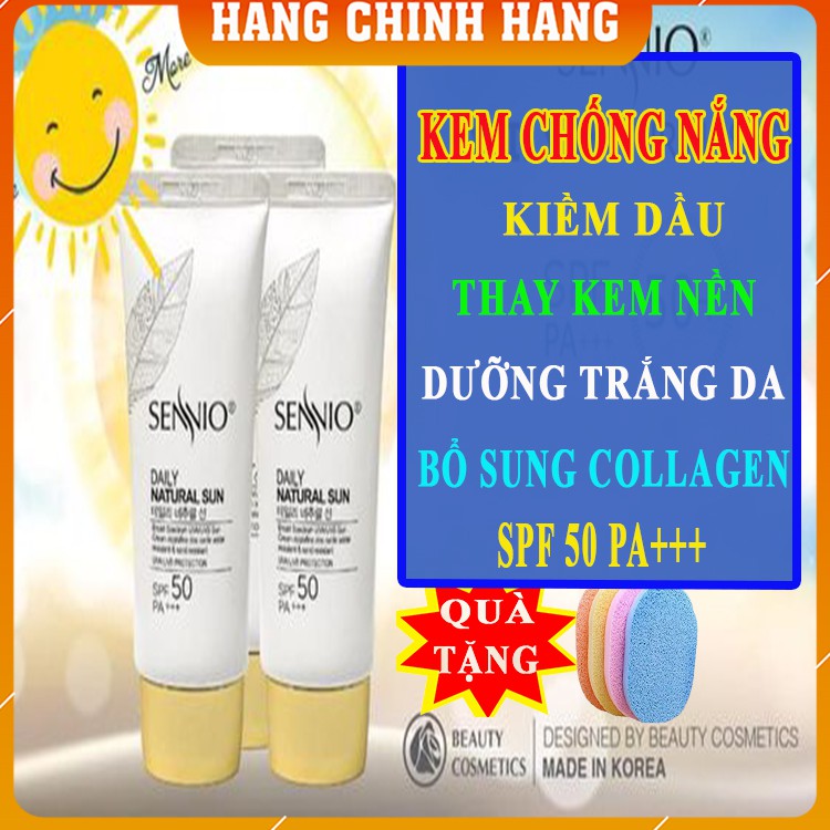 [ FreeShip - MUA 1 TẶNG 1] Kem chống nắng cho da dầu mụn thay kem lót nền/ kem chống nắng tốt kiềm dầu trắng da Sennio