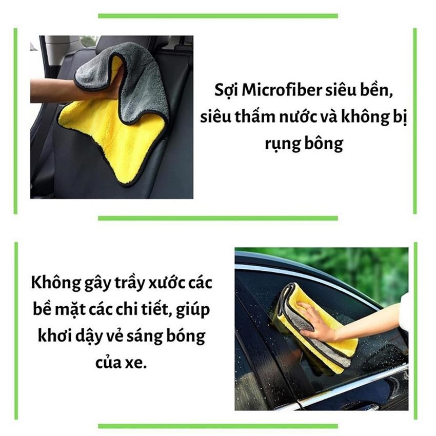 Khăn Lau Đa Năng Microfiber 2 Mặt Vàng - Xám Siêu Thấm Cực Dày