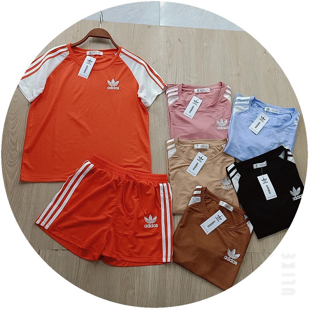 Bộ quần áo thể thao nữ thun cao cấp, bộ adidas nữ cộc tay thun lạnh.