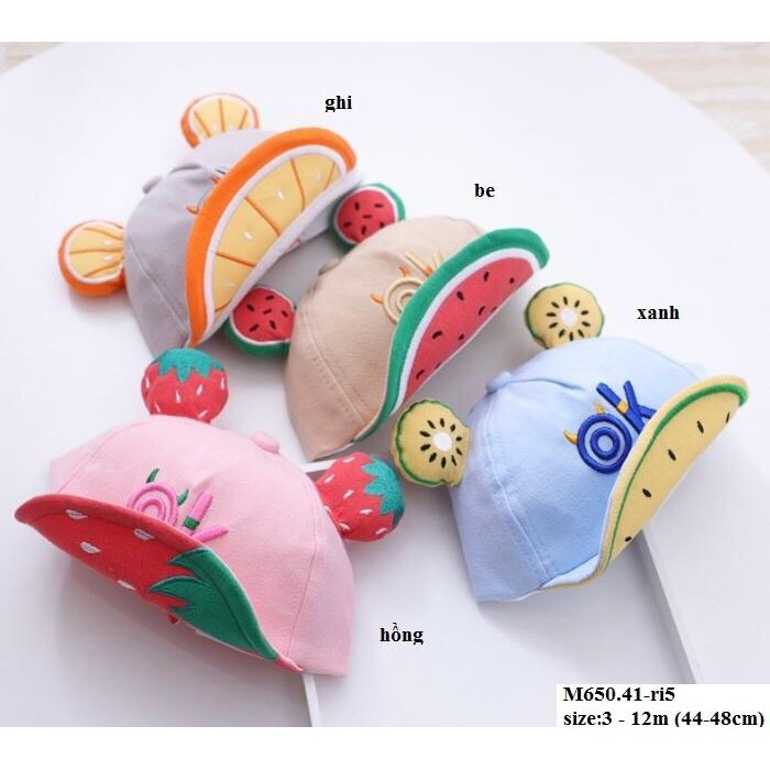 Mũ nón lưỡi trai hình hoa quả cho bé (OK)- vòng đầu 44-48mm (3-18 tháng)