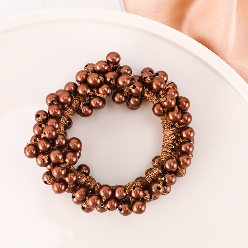 Dây buộc tóc đính ngọc trai màu sắc đơn giản cho nữ