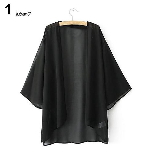 Áo khoác kimono voan in họa tiết hoa cách điệu thời trang dành cho nữ | BigBuy360 - bigbuy360.vn