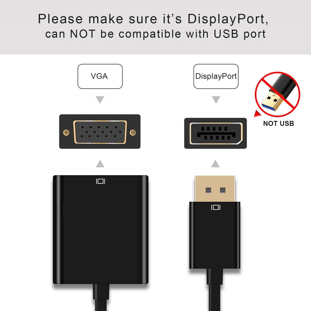 Cáp chuyển đổi video đầu DisplayPort sang cổng VGA cho màn hình 1080P | BigBuy360 - bigbuy360.vn