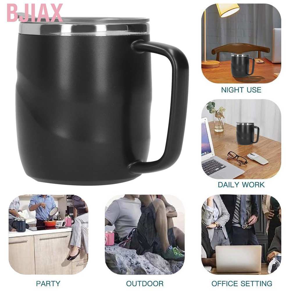 Cốc Uống Cà Phê Bằng Thép Không Gỉ 14oz Có Nắp Đậy Tiện Dụng Đen