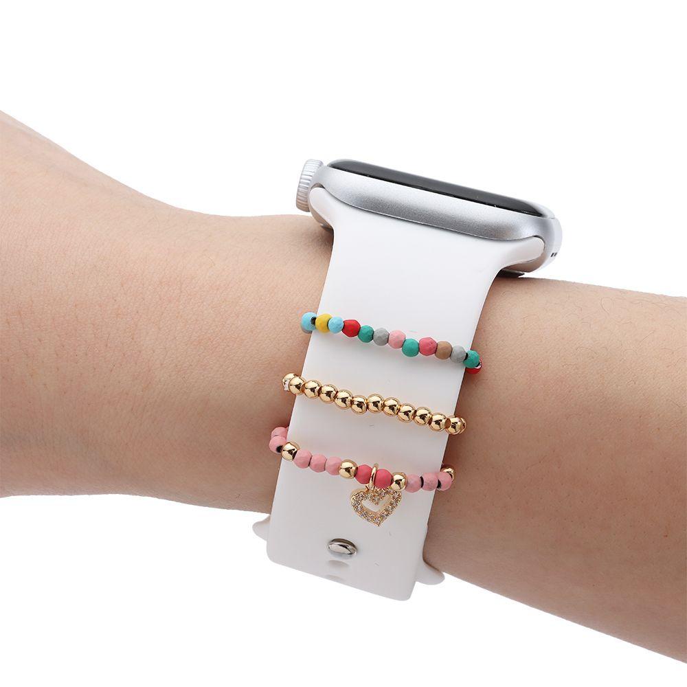 Bộ 3 Dây Đeo Tay Chuỗi Hạt Nhiều Màu Sắc Trang Trí Cho Apple Watch