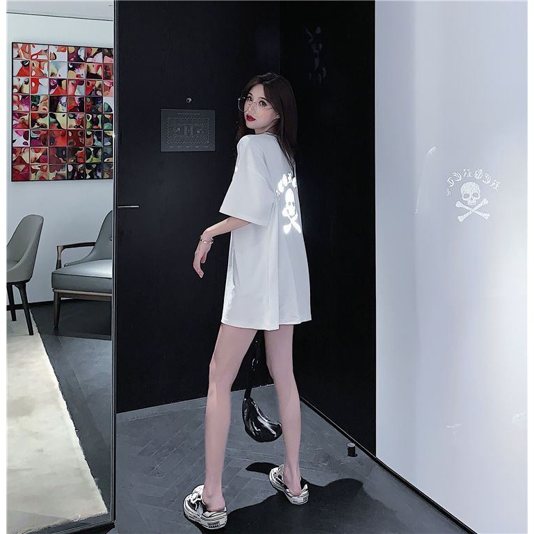 Áo Thun Phản Quang Tay Lỡ Unisex Nam Nữ Xương Chéo