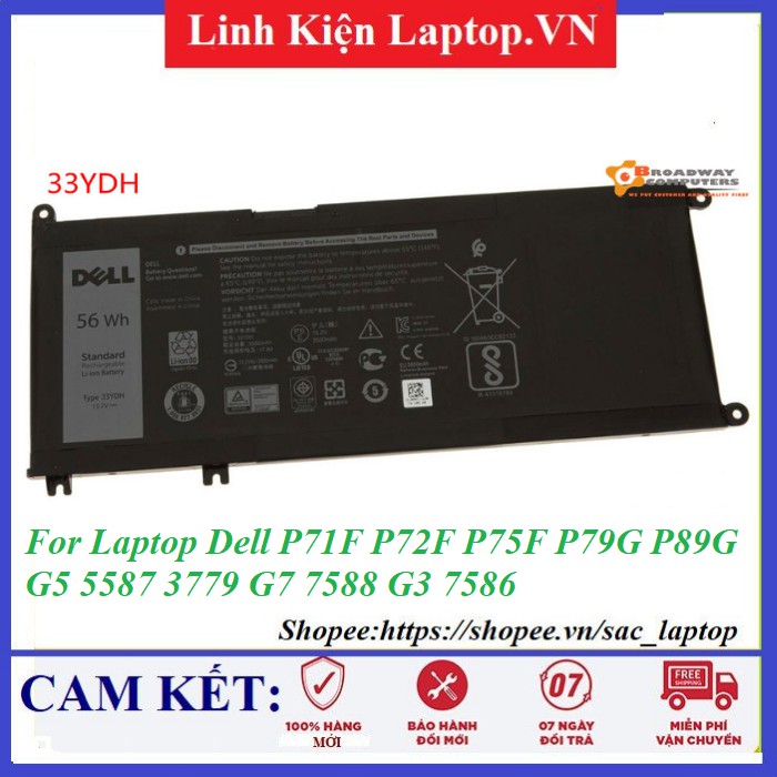 Pin Laptop Dell P71F P72F P75F P79G P89G G5 5587 3779 G7 7588 G3 7586