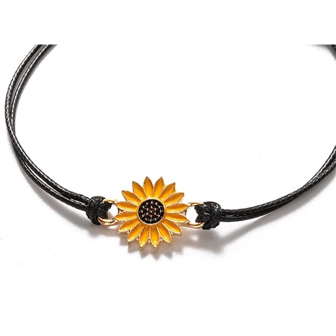 Set 2 Vòng Tay Kim Loại Mặt Hình Hoa Hướng Dương Sáng Tạo Dành Cho Cặp Đôi