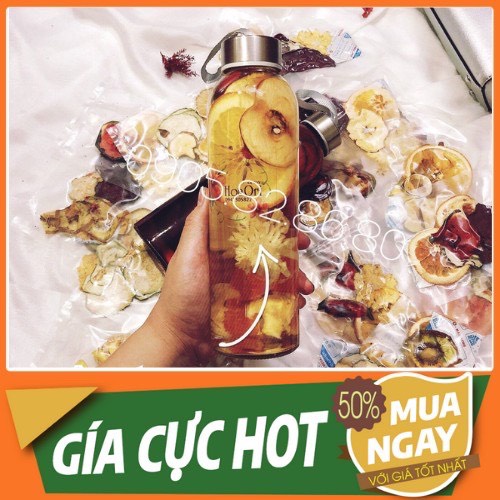 [LOẠI 1- GIÁ HỦY DIỆT] BÌNH NƯỚC THỦY TINH, CHAI DETOX CÓ DÂY XÁCH 500ML