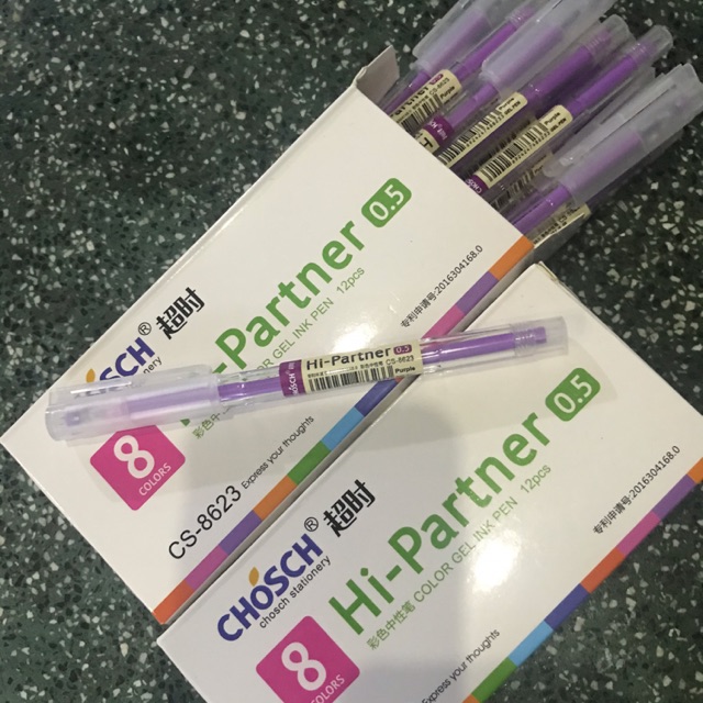 Combo 3 hộp viết / bút gel CHOSCH màu tím, 1 hộp 12 cây
