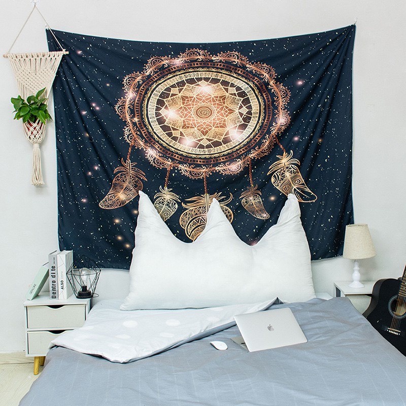 [TẶNG móc dán tường + đinh] Tranh vải decor Dreamcatcher - Tranh vải treo tường lông vũ