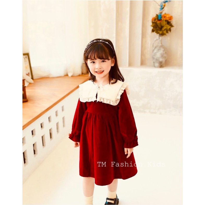 Váy nhung đỏ diện Noel cho bạn lớn 15-35kg XHN822