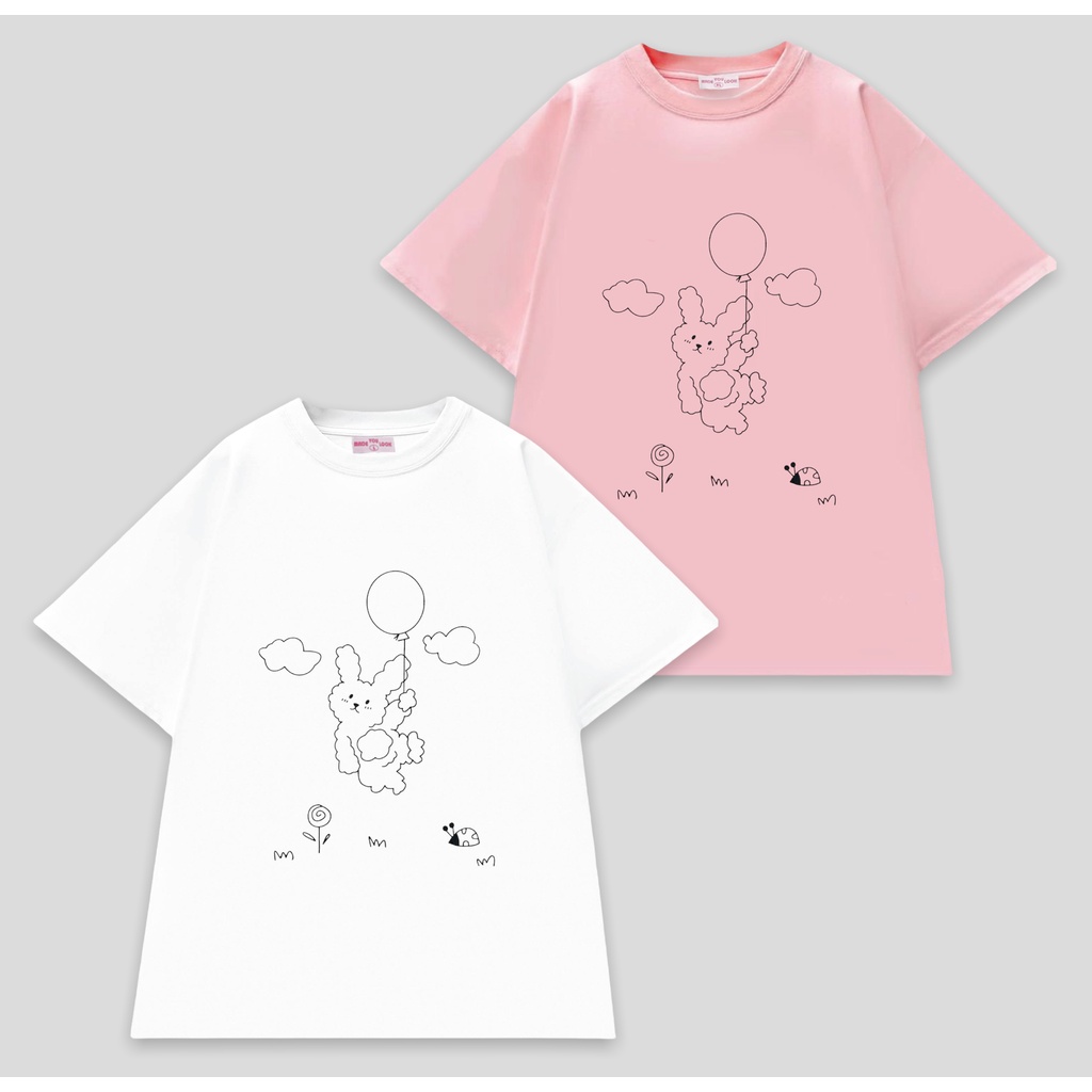 Áo Thun Cotton Unisex Form Rộng Tay Lỡ Oversize THỎ BONG BÓNG