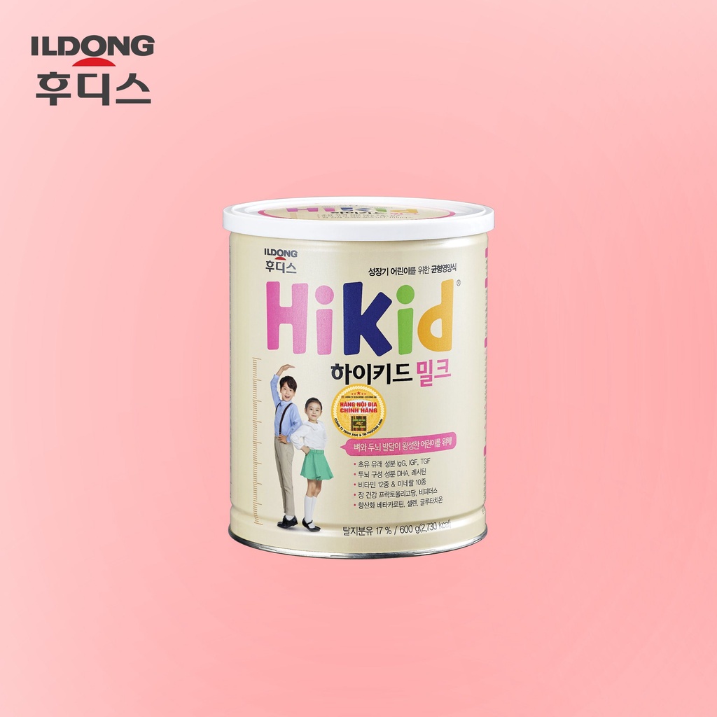 Sữa tăng chiều cao cho bé HIKID Vani, Socola, Premium tách béo, Dê ILDONG Hàn Quốc 600g (1 - 9 tuổi) | NÔNG TRẠI HOMEE
