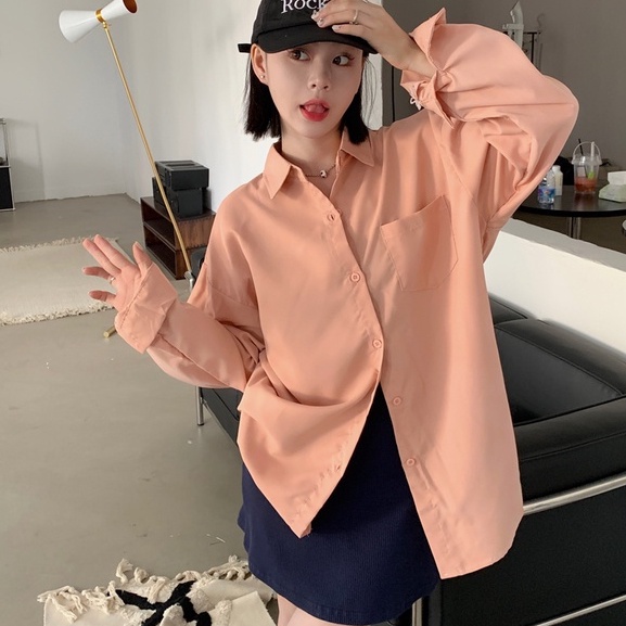 Áo sơ mi ZHELIHANGFEI tay dài màu sắc thanh lịch dễ phối đồ cho nữ