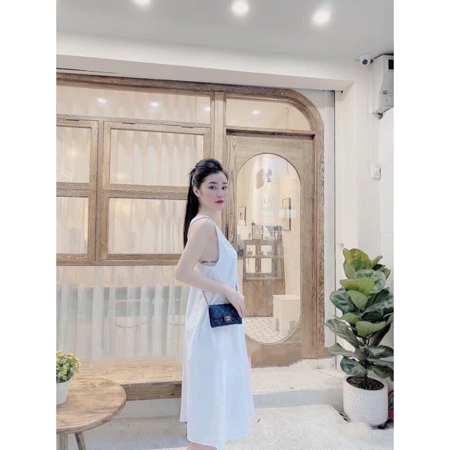 Đầm đi biển maxi hở lưng 💎 Váy đi biển maxi đan chéo lưng 💎 Đầm maxi trắng siêu xinh - ZaZi HD05