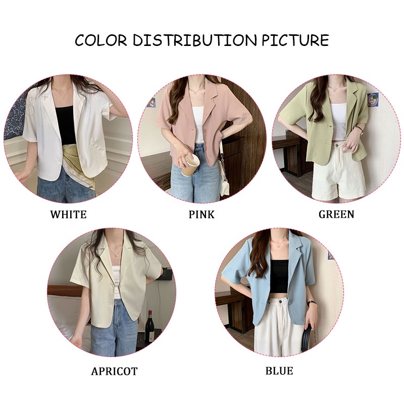 Áo khoác blazer XINLANYASHE ngắn mỏng dáng rộng tay ngắn đơn giản cho nữ