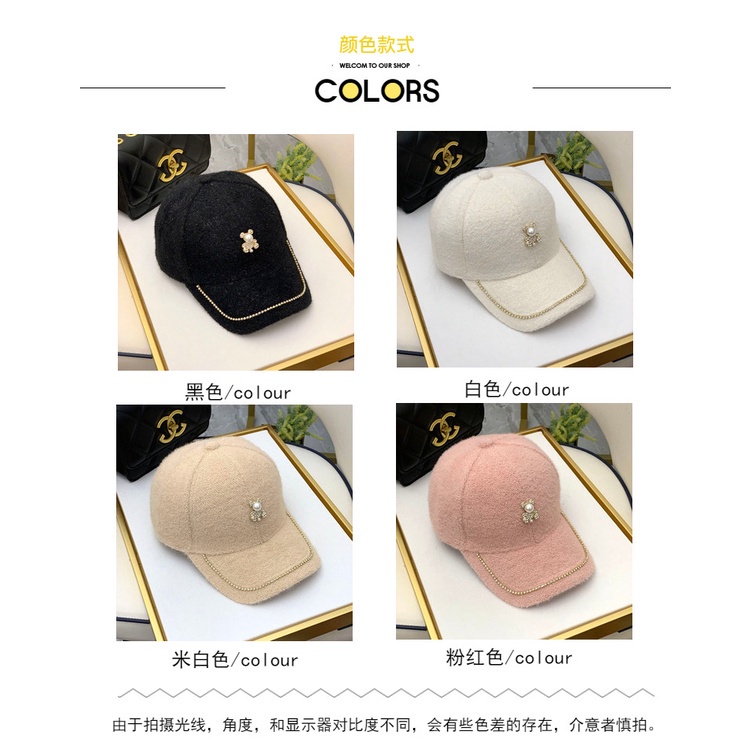 Mũ bóng chày đính đá phong cách phương Tây sang trọng thời trang thu đông cho nữ