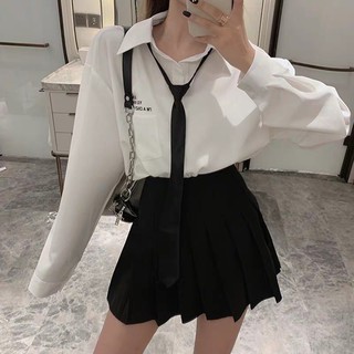 Set Áo sơ mi Cavat kèm Chân váy xếp ly khóa kéo hot - hàng mới