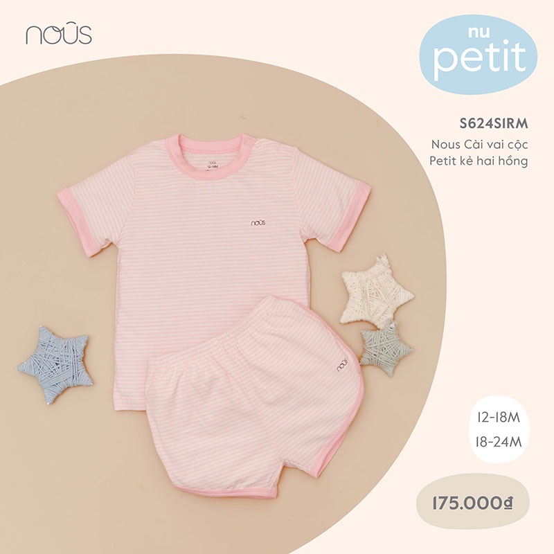Quần áo tay ngắn bé trai, bé gái Nous mùa hè - Chất liệu Nu Petit (Size Từ 12-18 Tháng Đến 18-24 Tháng)