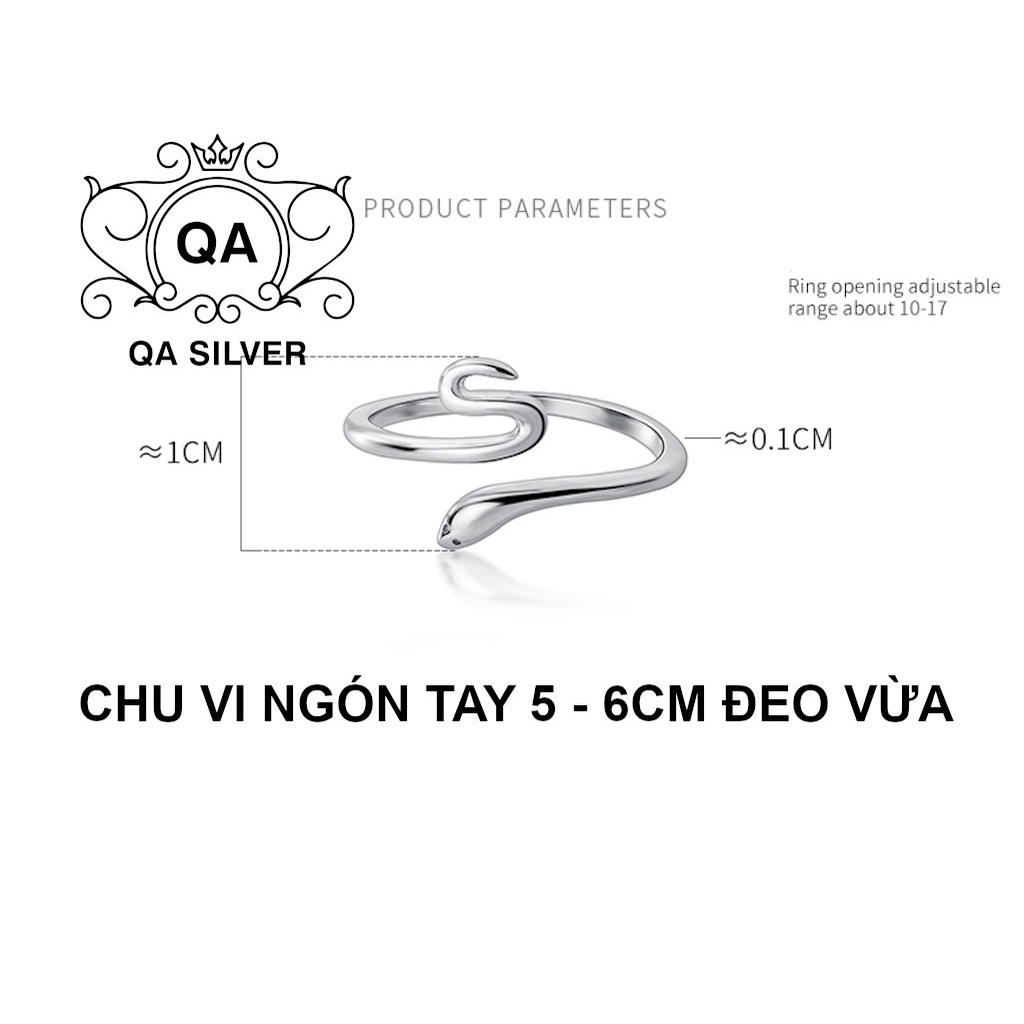 Nhẫn bạc 925 hình rắn nam nữ trơn hở tối giản S925 SNAKE Silver Ring QA SILVER RI200406