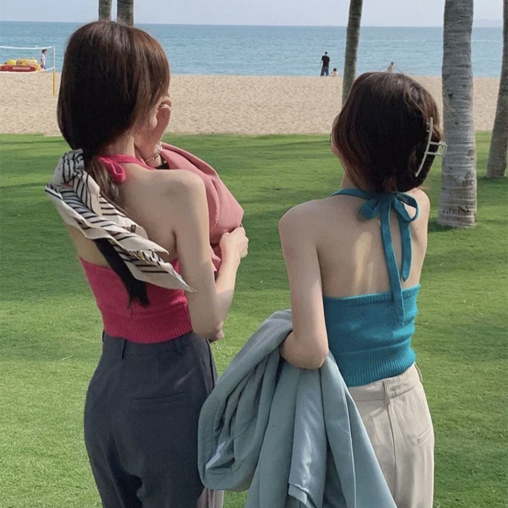 Áo kiểu COZOKC không tay hở lưng đơn giản quyến rũ cho nữ