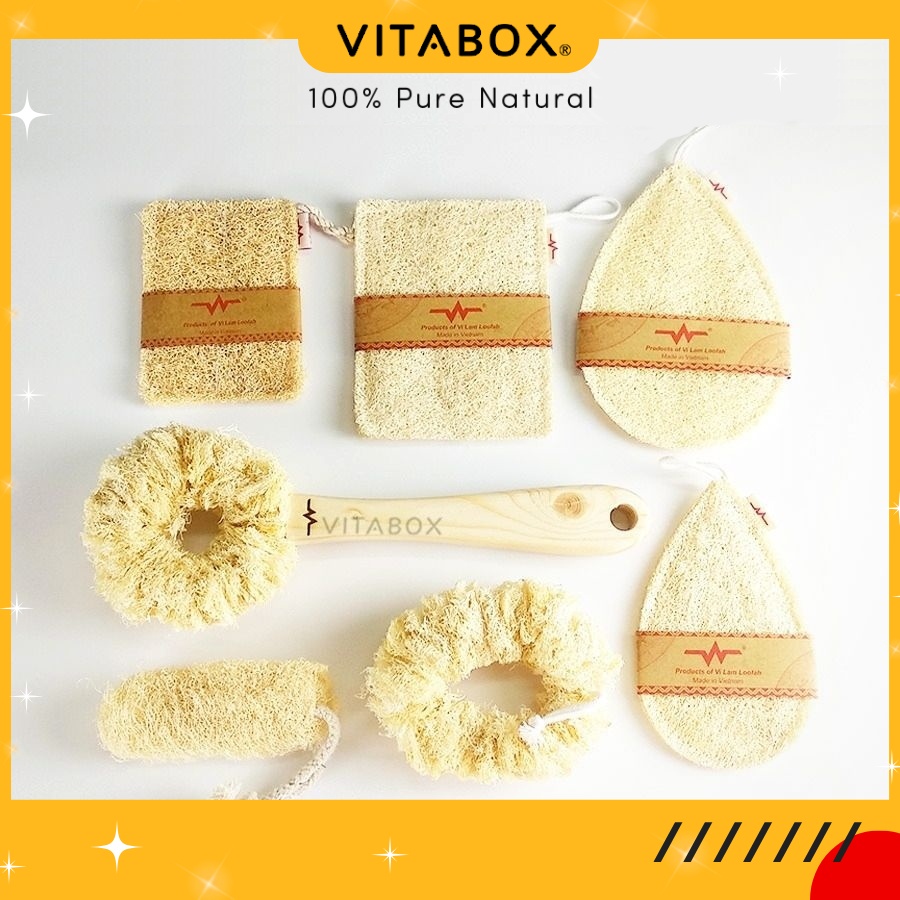 Miếng rửa chén xơ mướp tự nhiên Vi Lâm - tạo bọt nhiều, cọ rửa chén bát, chà xoong nồi sạch bóng