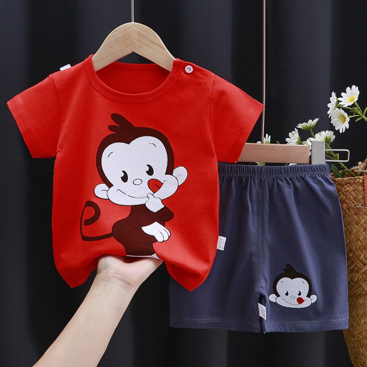 Bộ Thun Ngắn Tay Mùa Hè 2021 Cho Bé Từ 1 Đến 7 Tuổi, Cotton tinh khiết. B05ss