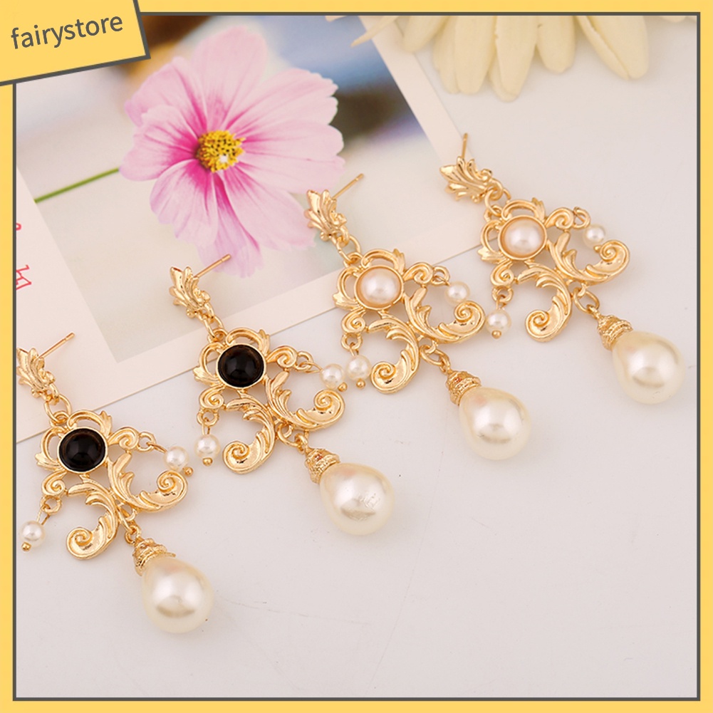 Bông Tai Hợp Kim Đính Ngọc Trai Giả Xinh Xắn