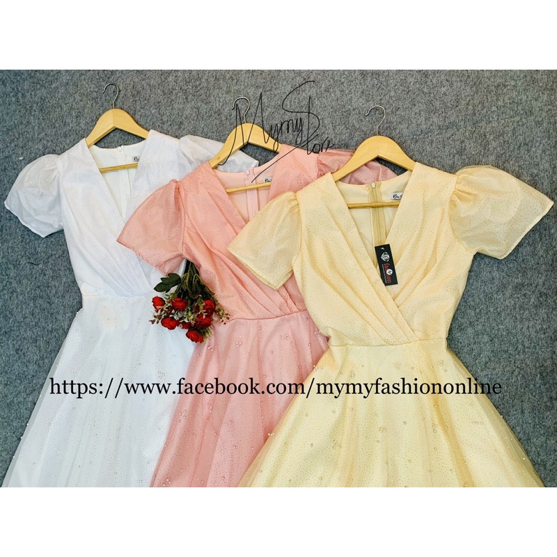 Đầm xoè dự tiệc cổ V tay ngắn kết cườm TRIPBLE T DRESS - size M/L  MS120Y