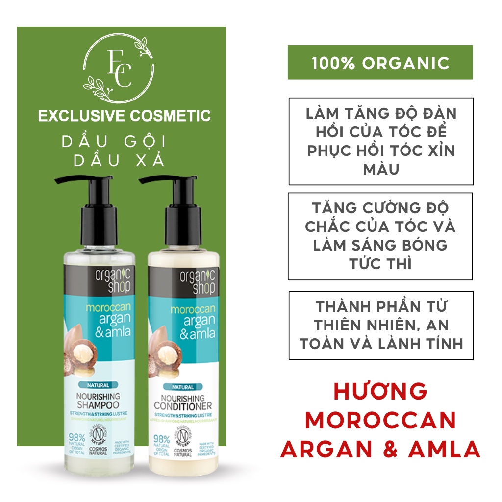 Dầu gội xả Organic Shop Nourishing Conditioner Moroccan Argan &amp; Amla 280ml