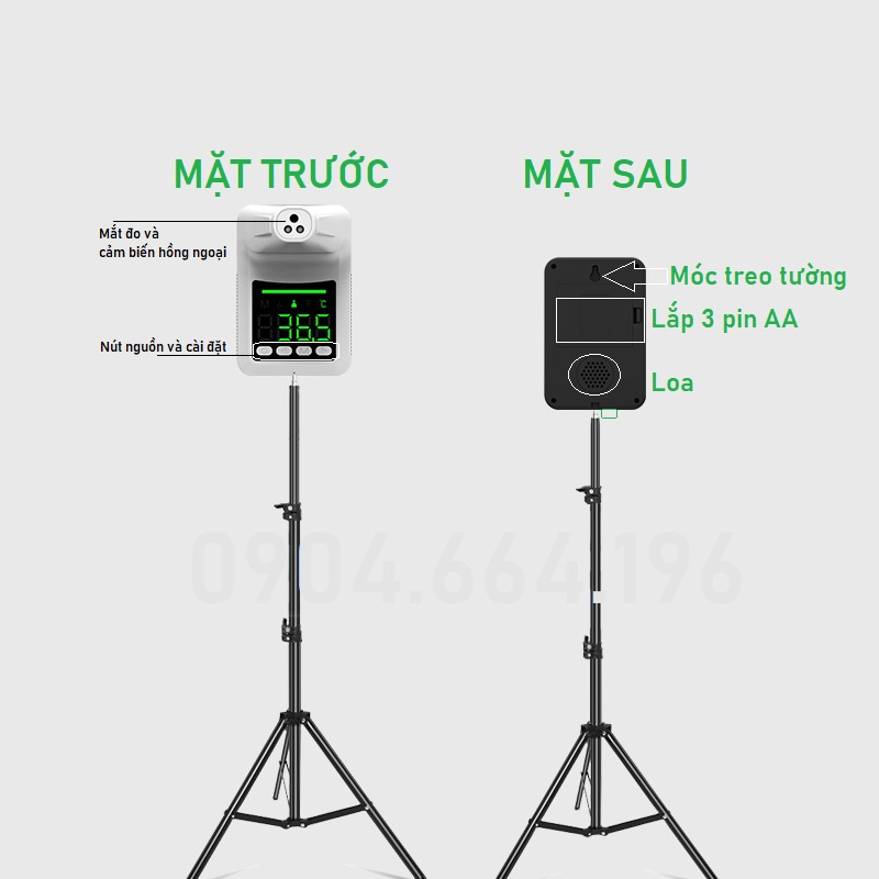 Máy đo nhiệt độ tự động, thiết bị đo thân nhiệt từ xa bản tiếng việt