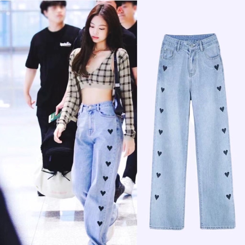 Quần jeans trái tim Jennie BLACKPINK, Joy RED VELVET, Cúc Tịnh Y