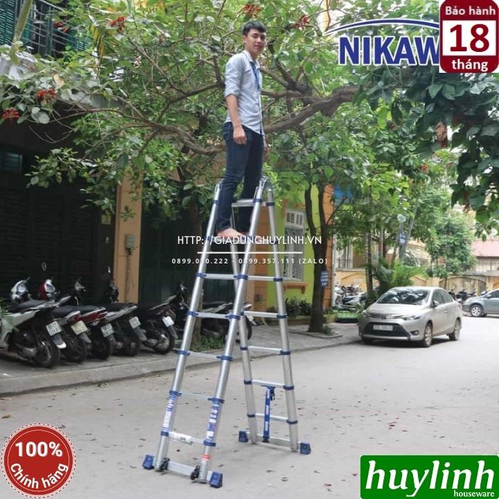 Thang nhôm rút đôi chữ A Nikawa NK-50AI PRI - 5 mét - Có bánh xe