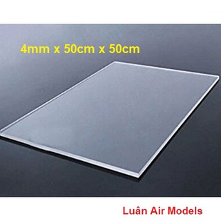 4mm 50x50cm Tấm nhựa mica cứng trong suốt làm hồ cá, hộp kính, đồ chơi, trang trí, cắt theo yêu cầu (VA139) - Luân Air