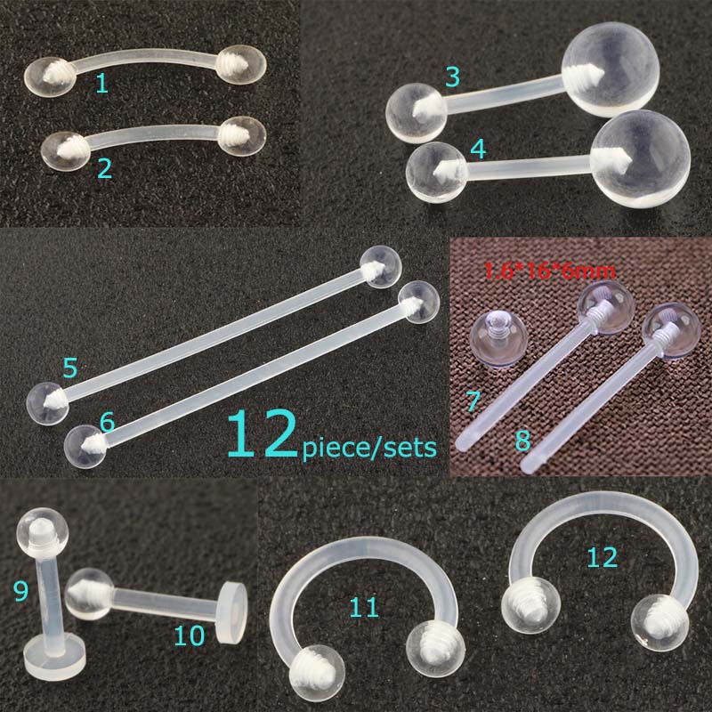 Bộ 12 Khuyên Mũi Trong Suốt Cá Tính