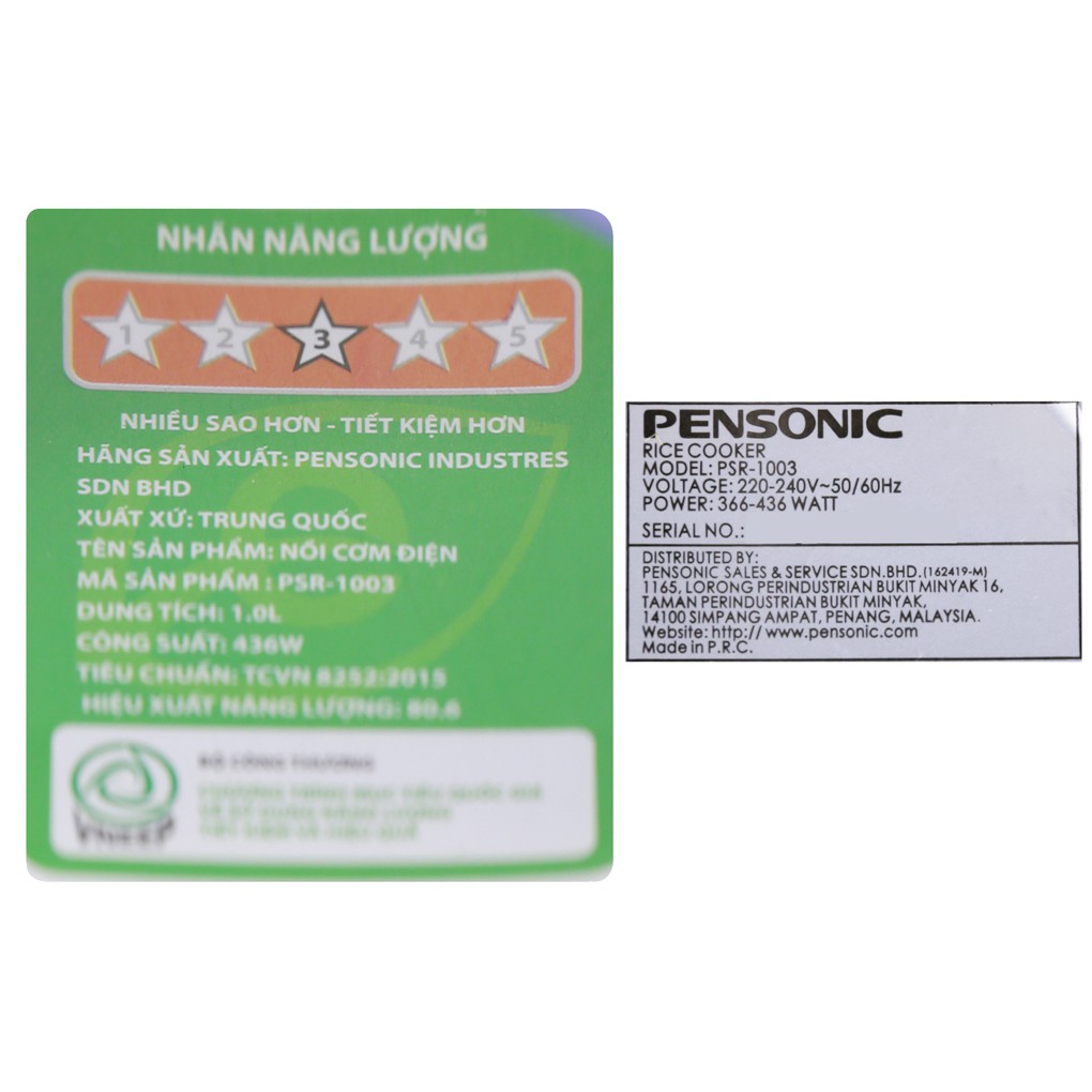 Nồi cơm điện Pensonic 1 lít PSR-1003 Tím hàng trưng bày | BigBuy360 - bigbuy360.vn